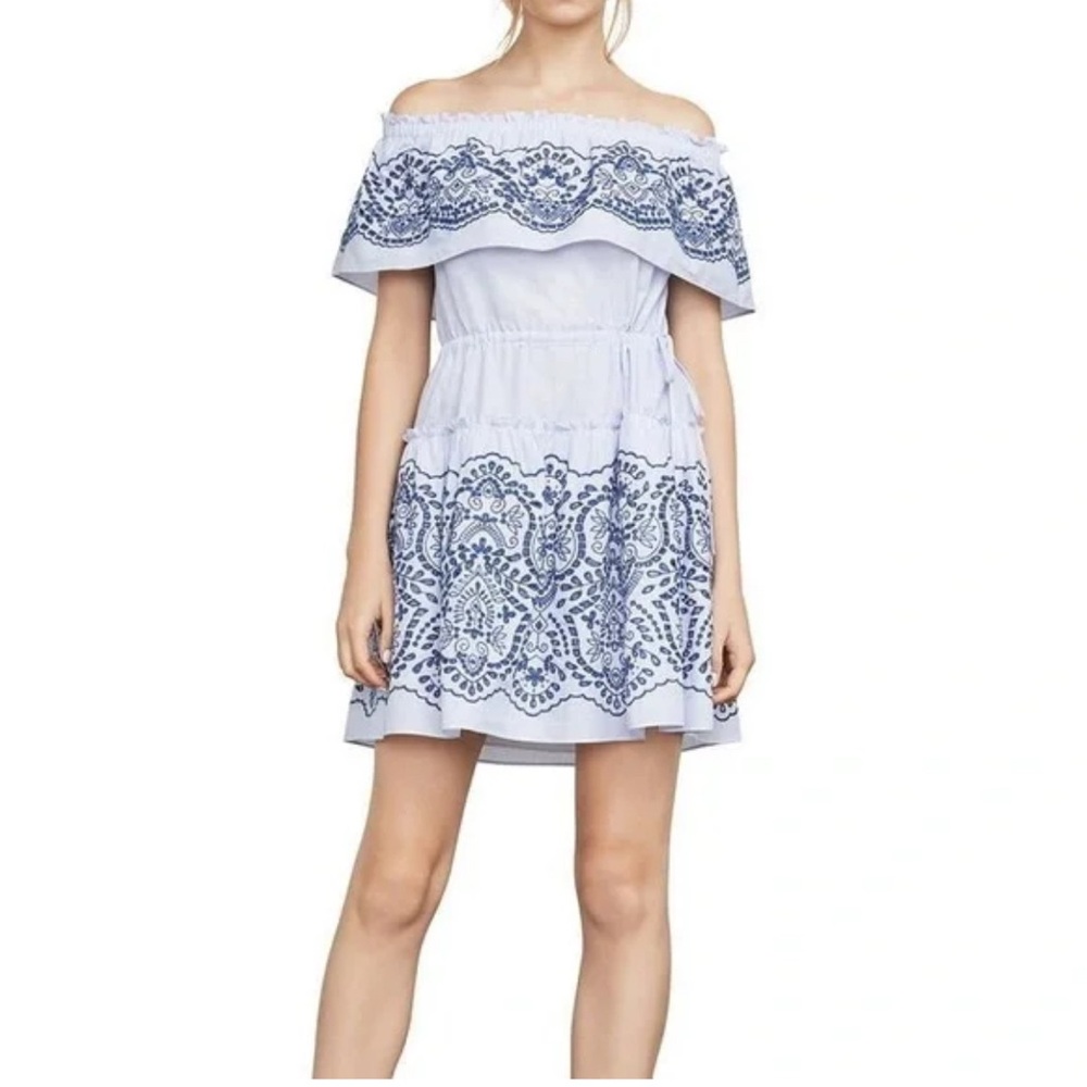 BCBGMaxAzria Strapless Blue and White Dress